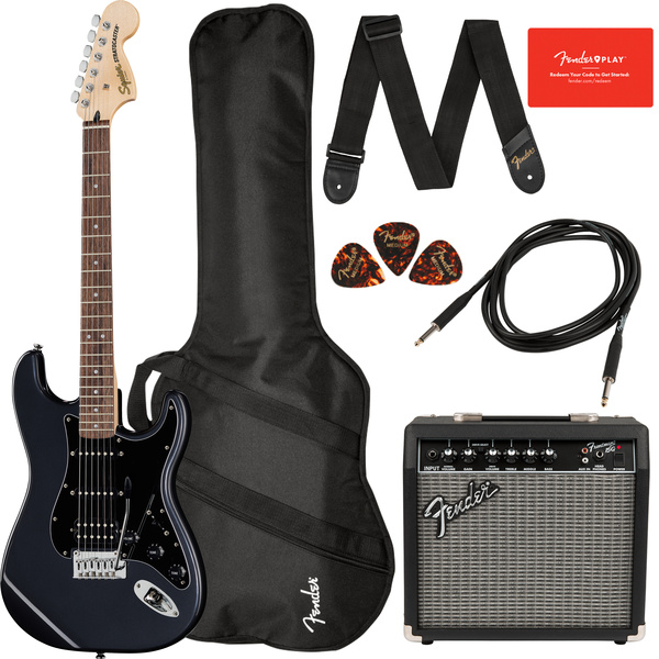 Kit Guitarra Fender Squier Affinity Stratocaster HSS Charcoal Frost Metallic