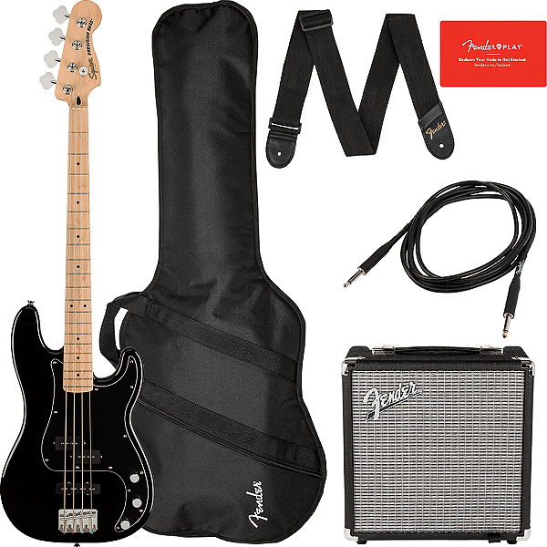 Kit Contrabaixo Fender Squier Affinity Precision Bass 4 Cordas Preto
