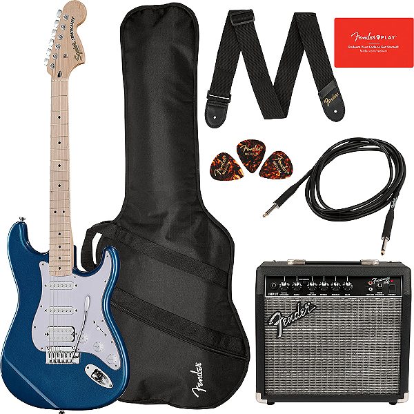 Kit Guitarra Fender Squier Affinity Stratocaster HSS Lake Placid Blue