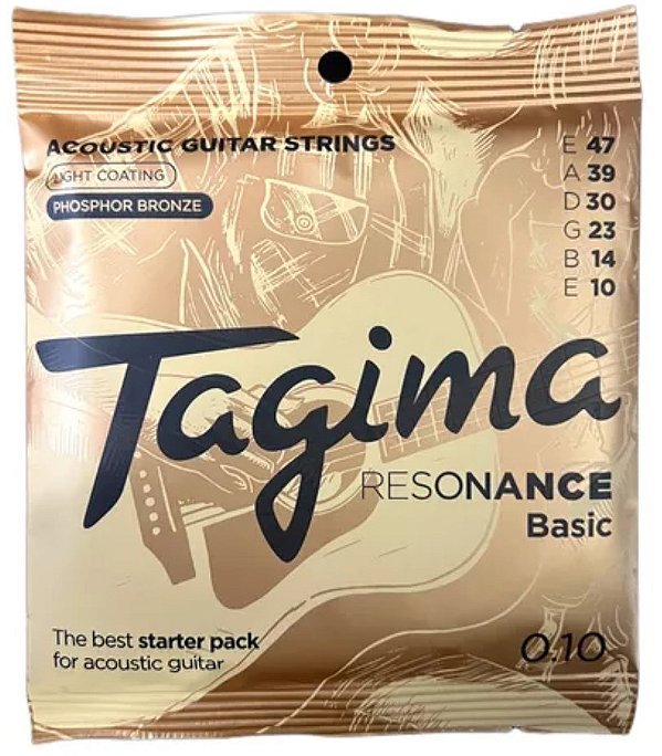 Encordoamento Tagima Para Violão Aço Phosphor Resonance Basic 0.10