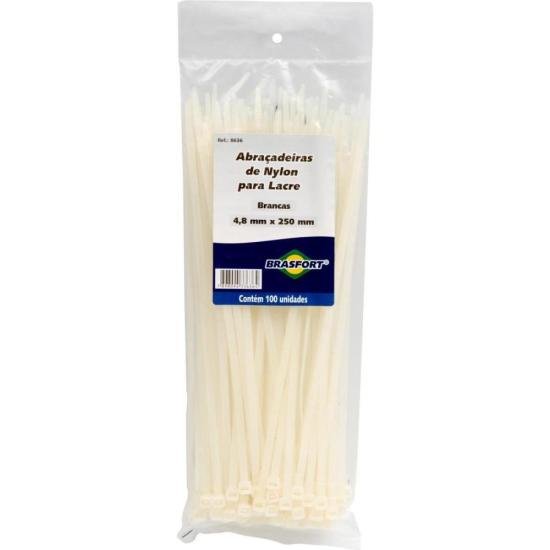 Abraçadeira Nylon 4,8x250mm Branca Brasfort - PCT / 100