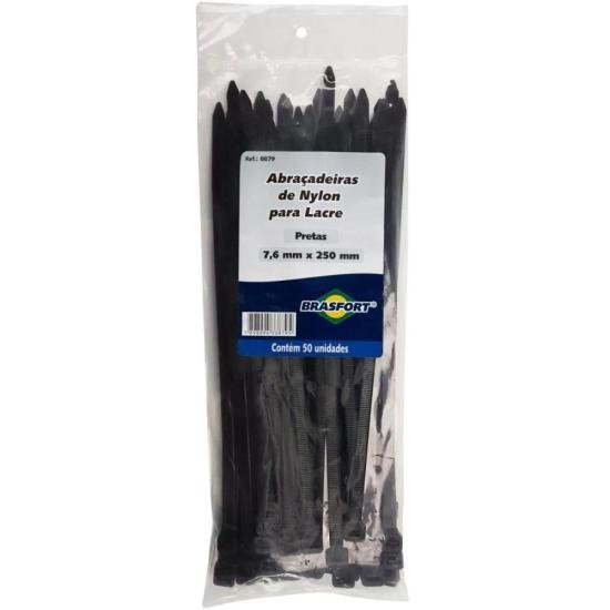 Abraçadeira Nylon 7,6x250mm Preta Brasfort - PCT / 50