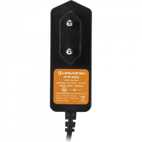 Fonte Chaveada 6VDC 2A 12W P4 C+ FCTP6002I Bivolt HAYONIK
