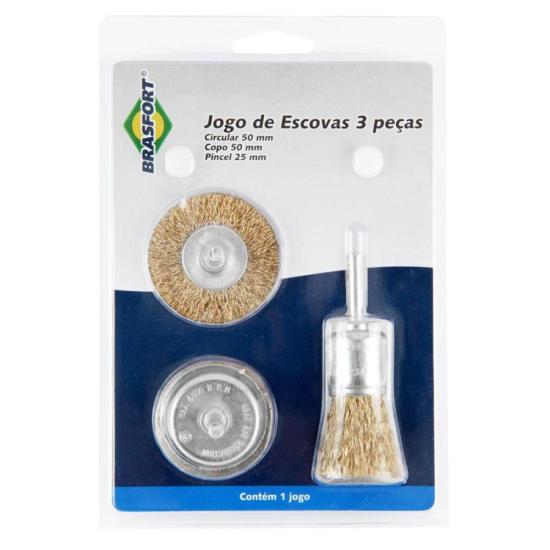 Kit de Escova De Aço Com 3 Peças Brasfort