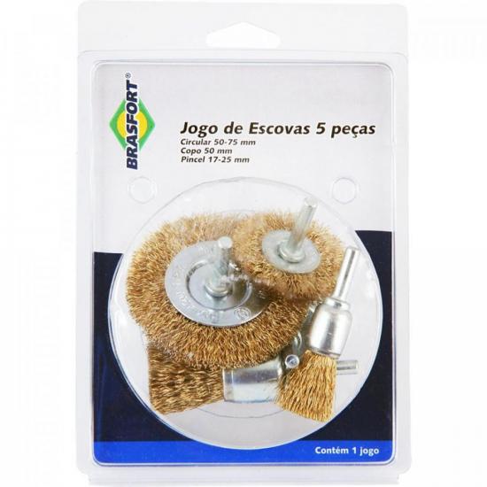 Kit de Escovas de Aço Com 5 peças Brasfort