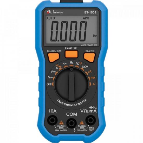 Multímetro Digital Minipa ET-1505 Azul/Preto