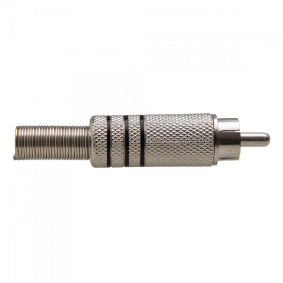 Plug RCA Niquelado Com Mola 3FX 5,8mm Preto Genérico