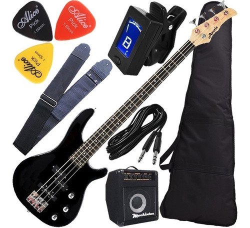 Kit Contrabaixo Austin Kauthon Mais Vendido C/ Cubo Capa