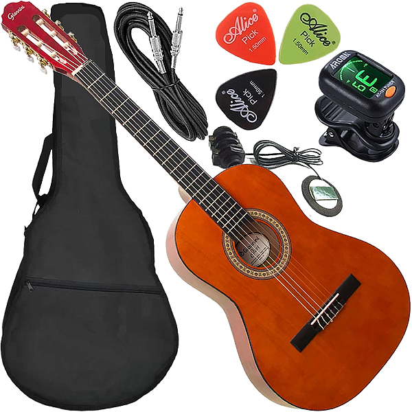 Kit Violão Giannini Start N6 3/4 Natural Eletroacústico Nylon Canhoto
