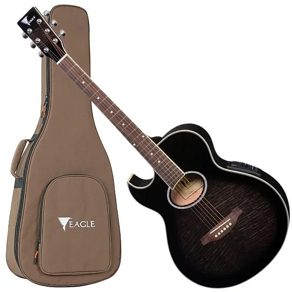 Violão Eletroacústico Eagle GL36 Bkb Canhoto Cutaway Preto