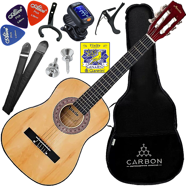 Kit Violão Nylon Acústico Juvenil Austin Kauthon 942N Natural VX05
