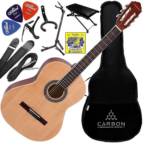 Kit Violão Acústico Nylon Giannini Gn15 Natural VX03