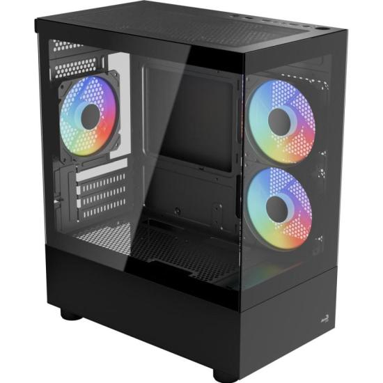 Gabinete Gamer Aerocool Viewport USB-C V1 Preto com Lateral em Vidro Temperado - Performance e Estilo para seu Setup