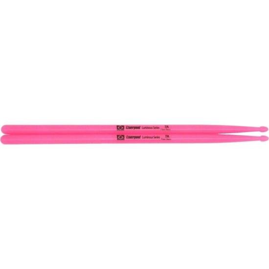 Baqueta Para Bateria Luminous Fiber Neon Pink 7A Liverpool - Par de Alta Performance para Músicos
