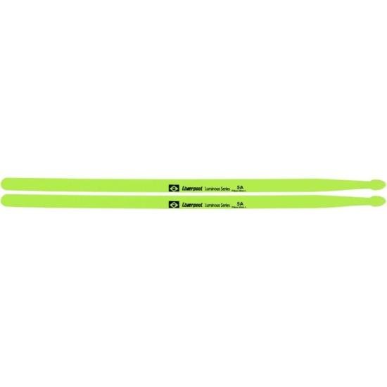 Baqueta Neon Verde 5A Luminous Fiber para Bateria - Liverpool - Par de 2