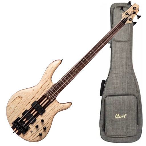 Contrabaixo 4 Cordas Ativo Cort A4 Ultra Ash ENB com Captadores Fishman Fluence e Case