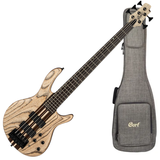 Contrabaixo 5 Cordas Ativo Cort A5 Ultra Ash ENB com Captadores Fishman Fluence e Case