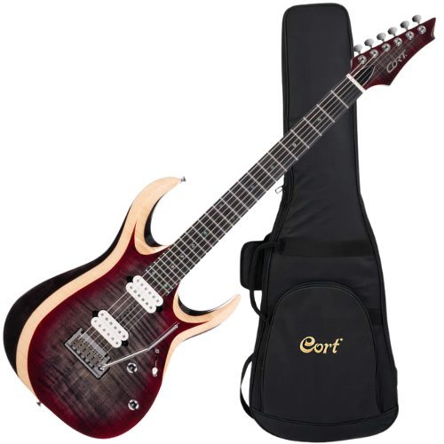 Guitarra Elétrica Cort X700 LVB Duality II Lava Burst com Captadores Fishman Fluence e Bag