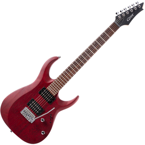 Guitarra Elétrica Cort X100 OPBC Open Pore Black Cherry com Captadores Humbucker Powersound