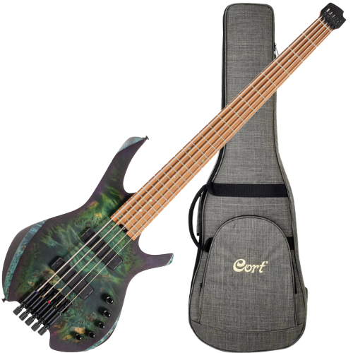 Contrabaixo Elétrico Cort Space 5 SDG Headless 5 Cordas Ativo com Captadores Bartolini e Bag