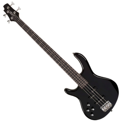Contrabaixo 4 Cordas Ativo Canhoto Cort Action Bass Plus BK LH com Captadores PJ Powersound e EQ Ativo de 2 Bandas