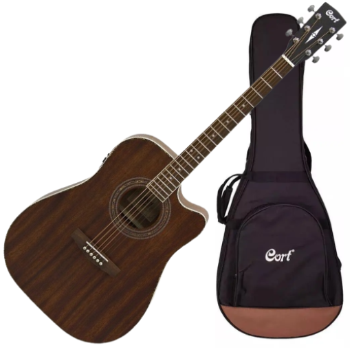 Violão Eletroacústico Cort AD880MCE OP Folk com Tampo Spruce Cutaway Pré CE304T Corpo em Mogno e Bag
