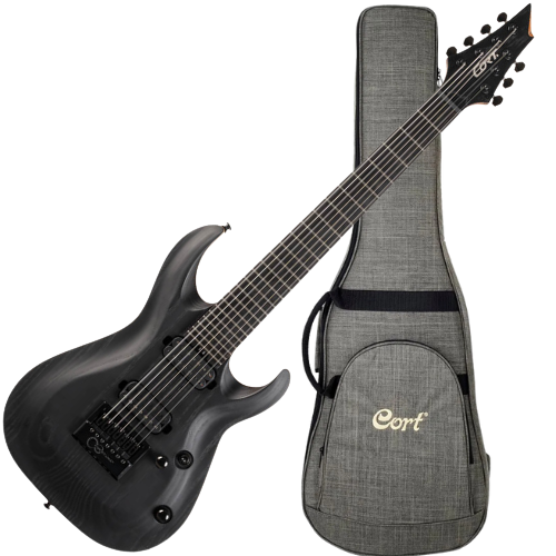 Guitarra Cort KX707 EverTune 7 Cordas Open Pore Black com Captadores Seymour Duncan