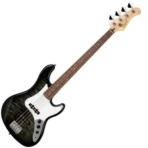 Contrabaixo Cort GB24JJ TBK 4 Cordas Jazz Bass Trans Black com Tampo Flamed Maple