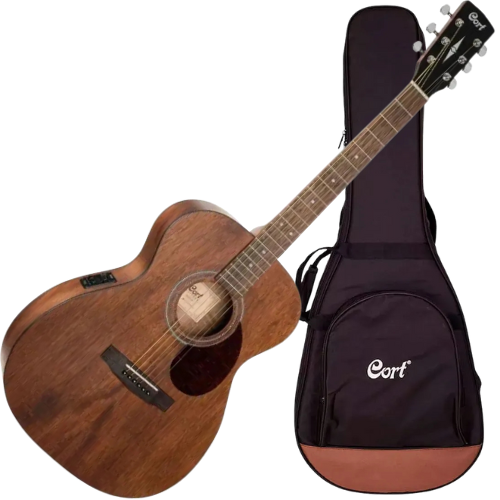 Violão Eletroacústico Cort L-60MF OP Mogno Maciço e Pré Fishman Presys II com Capa