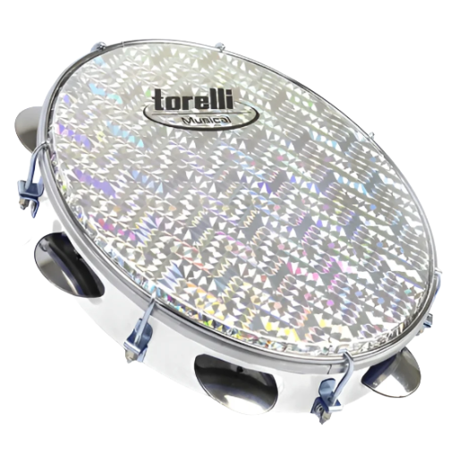 Pandeiro 10" Torelli TP308BC Branco com Pele Holográfica e Corpo Injetado