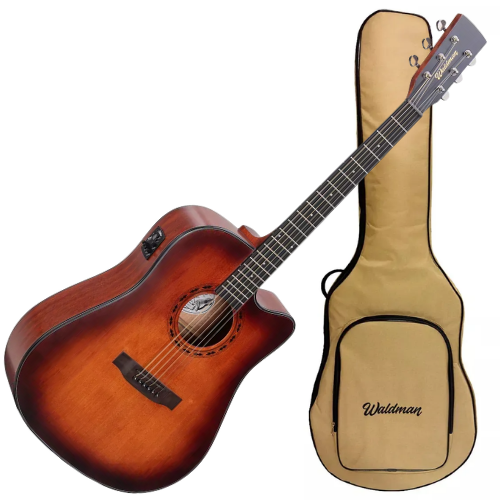 Violão Eletroacústico Aço Waldman DCEX-1141 AMB Amber Folk com Equalizador 4 Bandas e Bag