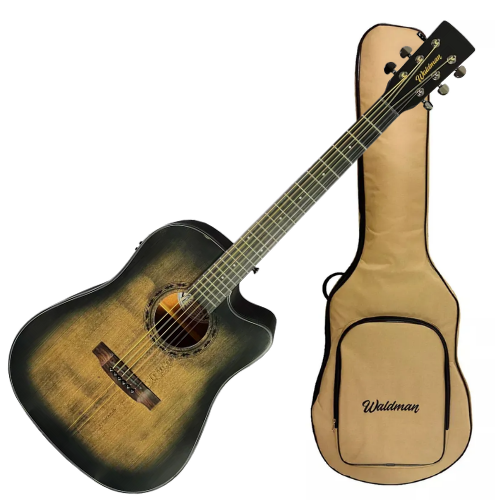 Violão Eletroacústico Aço Waldman DCEX-1141 BKB Preto com Tampo Sólido e Bag