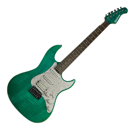 Guitarra Waldman ST-511F FAQ Faded Aqua Premium com Tampo Flamed e Tremolo