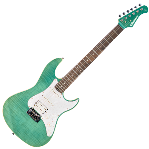 Guitarra Waldman ST-511F FAQ Faded Aqua Premium com Tampo Flamed e Tremolo