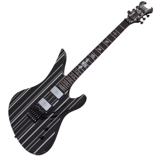 Guitarra Schecter Synyster Custom GBSPS Black with Silver Stripes com Sustainiac e Floyd Rose