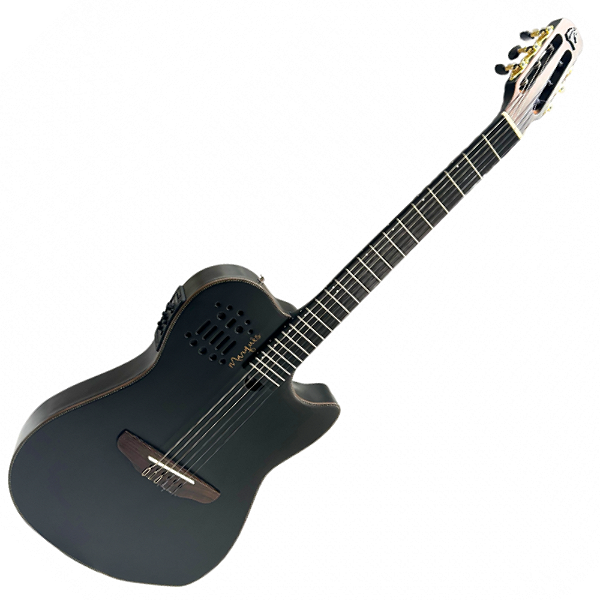 Violão Eletroacústico Marquês VN-162BKSEQ Nylon Super Flat Preto Brilhante Maciço