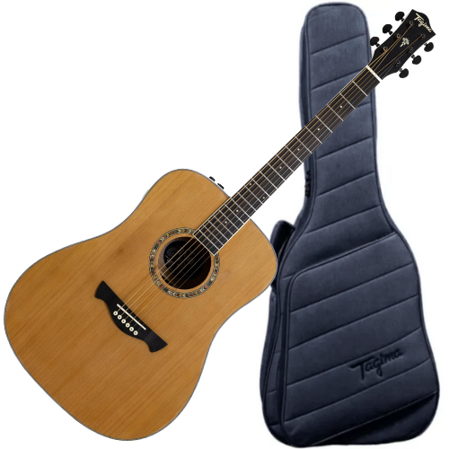 Violão Eletroacústico Tagima TLM-100 NT Natural Folk Non-Cutaway Aço com Tampo Red Cedar e Bag