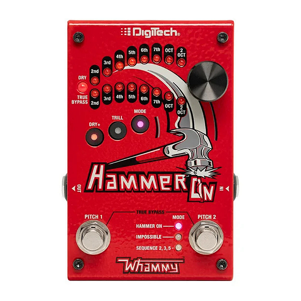 Pedal de Pitch Shift Digitech HammerOn V-04 para Guitarra - Hammer-On Instantâneo com 7 Modos e Trill