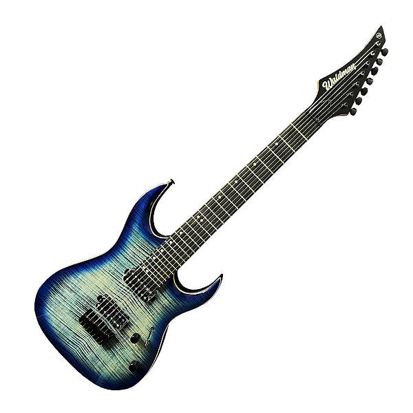 Guitarra Waldman WGAR227F JE 7 Cordas Super Strato Jewel Blue - HH Cerâmicos Ponte Fixa