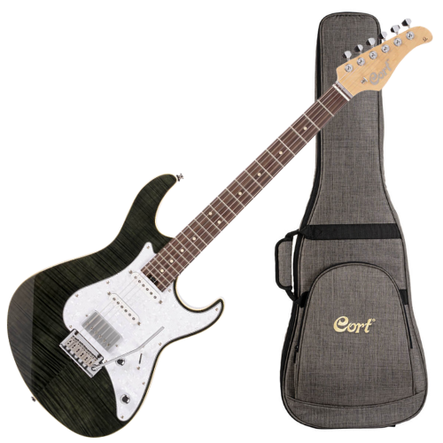 Guitarra Cort G280 Select TBK Trans Black com Captadores Voiced Tone VTS-63 e VTH-77 e Ponte CFA-III Tremolo e Bag
