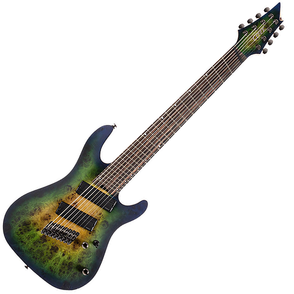 Guitarra Cort KX508 MSII MBB Mariana Blue Burst 8 Cordas com Captadores Fishman Fluence Modern Humbucker e Ponte Hipshot
