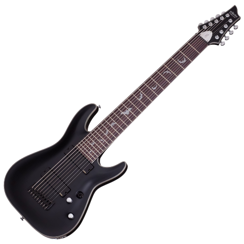 Guitarra Schecter Damien Platinum-9 SBK Satin Black 9 Cordas com Captadores EMG 909 e Ponte Fixa