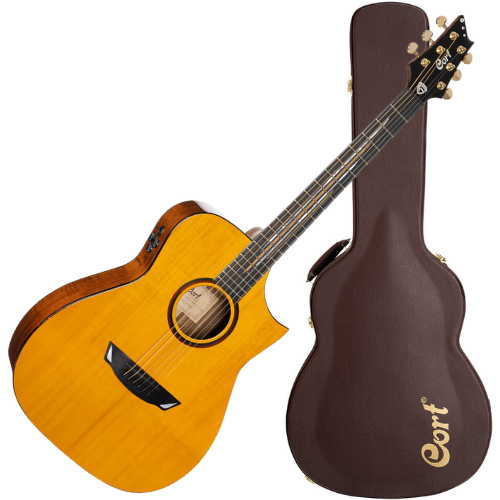 Violão Eletroacústico Cort Luxe II NAT Natural Gloss Aço Concert com Tampo Sólido Adirondack e Fishman Flex Blend e Case
