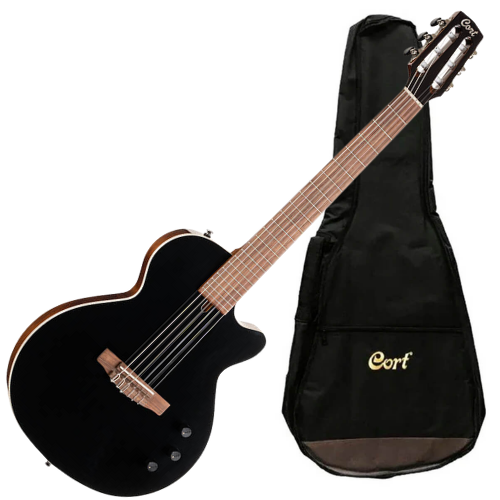Violão Eletroacústico Cort Sunset Nylectric II BK Black com Tampo Spruce e Fishman VTB e Bag