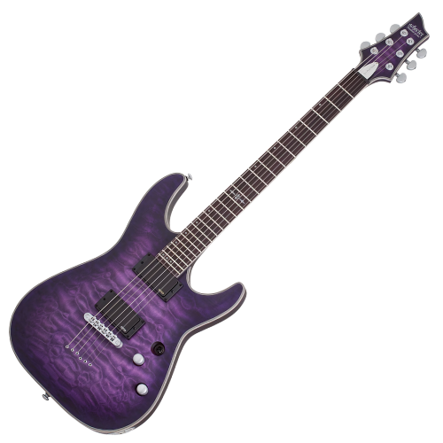 Guitarra Schecter C-1 Platinum SPB Satin Purple Burst com Captadores EMG 81/85 e Ponte Tune-O-Matic com String-Thru Body