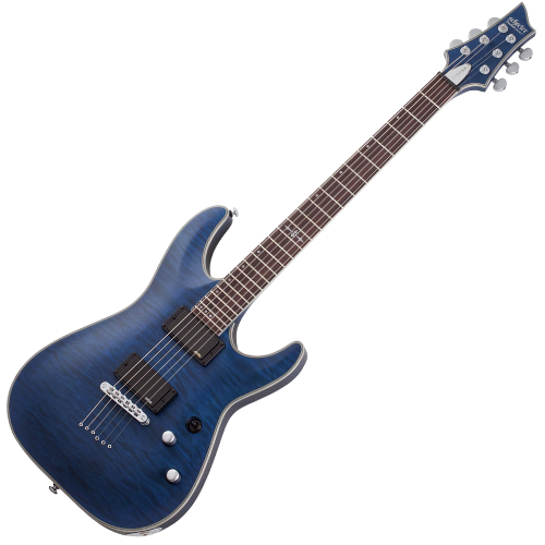 Guitarra Schecter C-1 Platinum STMB See Thru Midnight Blue com Captadores EMG 81/85 e Ponte Tune-O-Matic String-Thru