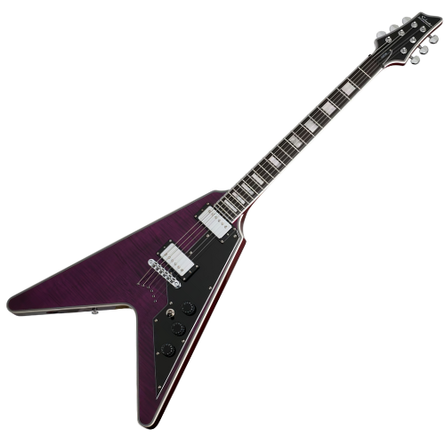 Guitarra Schecter V-1 Custom TPB Trans Purple com Captadores Schecter Diamond Plus HH e Ponte TonePros Locking Tune-O-Matic String-Thru