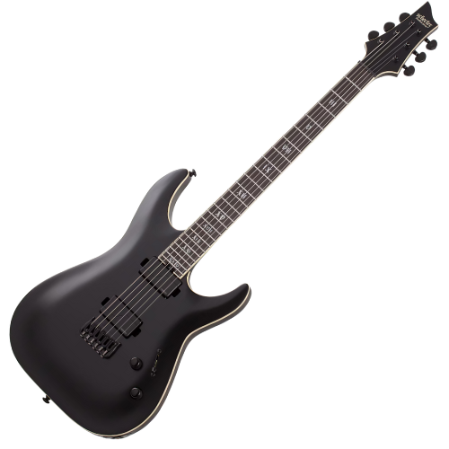 Guitarra Schecter C-1 SLS Evil Twin SBK Satin Black com Captadores Sustainiac e EMG 81 e Ponte Floyd Rose 1500 Series