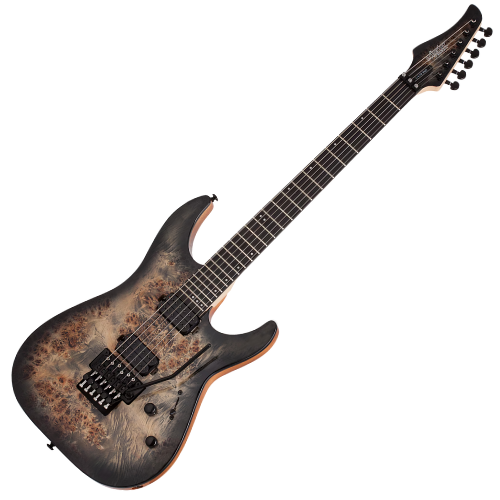 Guitarra Schecter C-6 Pro FR CB Charcoal Burst com Captadores Schecter Diamond Decimator HH e Ponte Floyd Rose 1000 Series