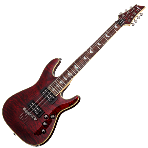 Guitarra Schecter Omen Extreme-7 BCH Black Cherry 7 Cordas com Captadores Schecter Diamond Plus HH e Ponte Tune-O-Matic